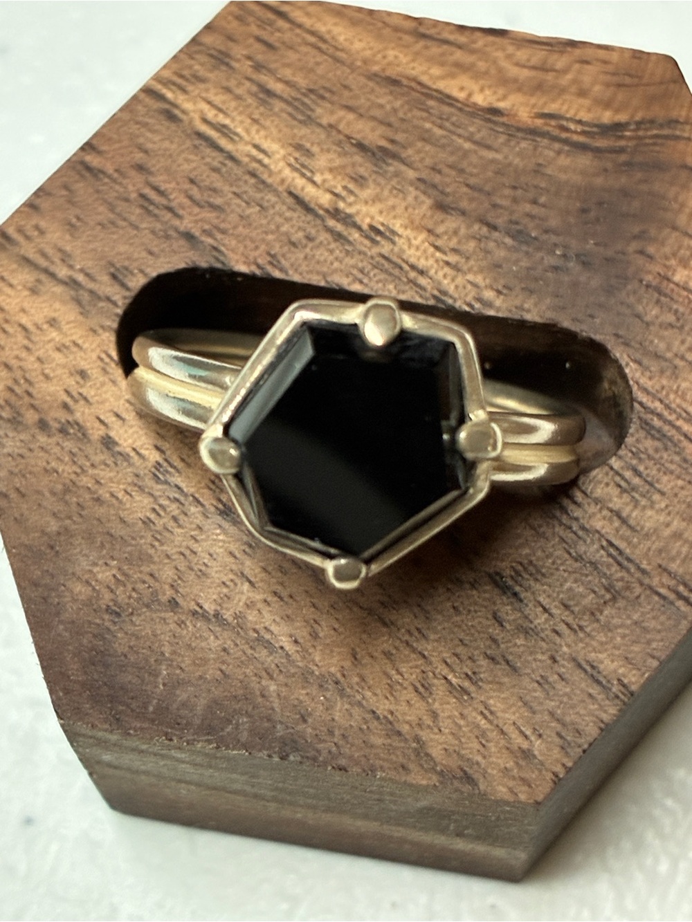 Silpada Sterling silver Ring with Black Hexagon Stone -size 8